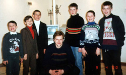 School 100 team and Mikhail Golubev