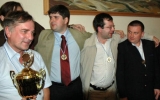 Russia have won again. Team captain Dolmatov and his men (l-r): Svidler, Dreev, Rublevsky